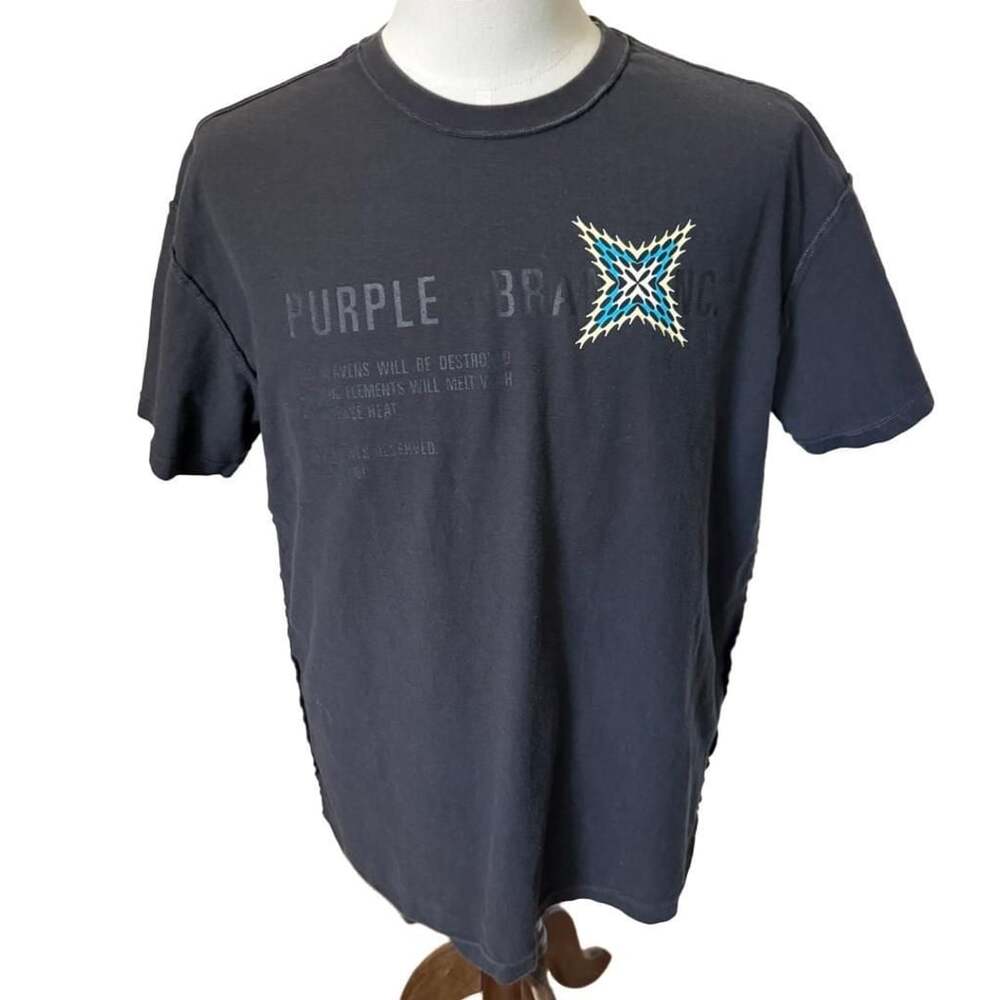 Purple Brand Textured SS Tee Crystal Stars Black Large